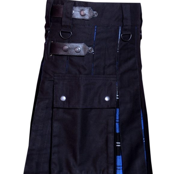 Musical Wears Dresses & Skirts - Hybrid Utility Kilt Black Cotton with Ramsey Blue